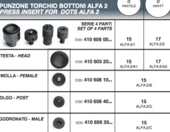 Punzone da Torchio per Montare Bottoni a Pressione 17mm Completo